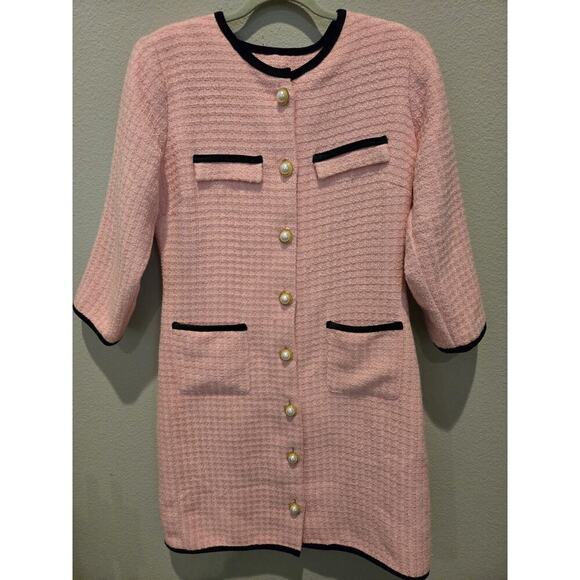 Alexia Admor Women's Pink Tweed Sheath Dress 12 Formal 3/4 Sleeve Easter Spring - Picture 1 of 13